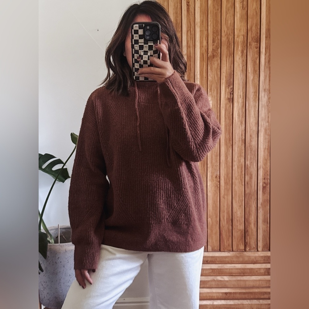 CALIA Hooded Knitted Pullover Sweater. S